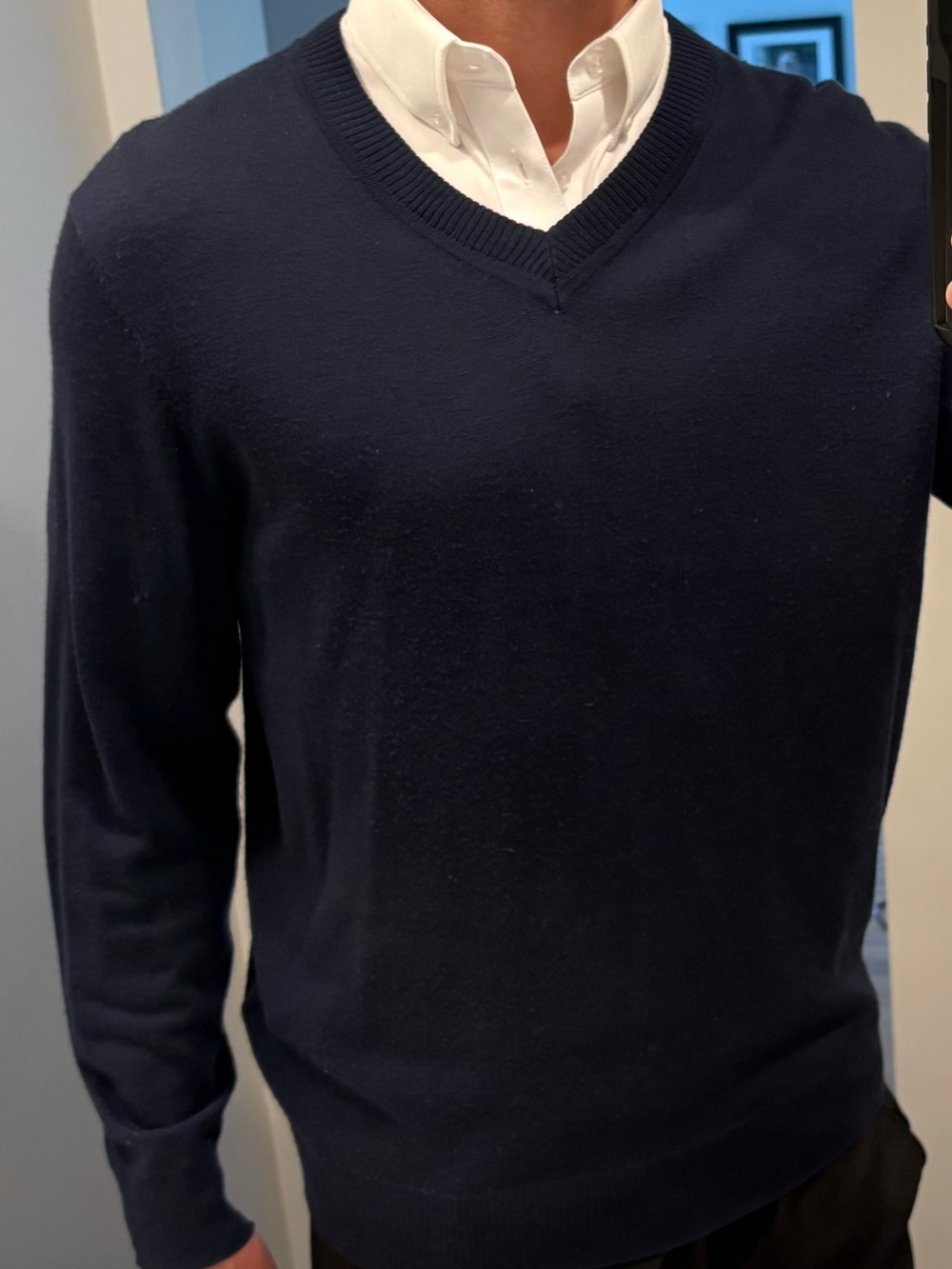 Men's Classic V-Neck Sweater - Navy Blue